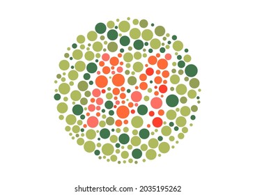 Vector graphic of Ishihara color test or Color blind test design. The Letter m cunningly hid inside an Ishihara inspired design.