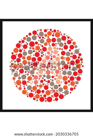 Vector graphic of Ishihara color test or Color blind test design. The Letter A cunningly hid inside an Ishihara inspired design. A color blindness test shaped color test plate with the Letter A.

