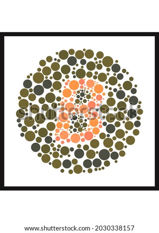 Vector graphic of Ishihara color test or Color blind test design. The Letter B cunningly hid inside an Ishihara inspired design. A color blindness test shaped color test plate with the Letter B.
