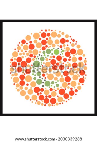 Vector graphic of Ishihara color test or Color blind test design. The Letter C cunningly hid inside an Ishihara inspired design. A color blindness test shaped color test plate with the Letter C.
