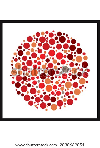 Vector graphic of Ishihara color test or Color blind test design. The Letter Q cunningly hid inside an Ishihara inspired design. A color blindness test shaped color test plate with the Letter Q.
