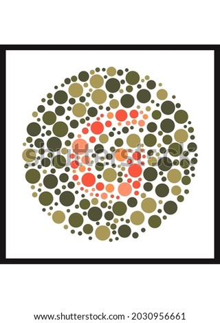 Vector graphic of Ishihara color test or Color blind test design. The Letter G cunningly hid inside an Ishihara inspired design. A color blindness test shaped color test plate with the Letter G.
