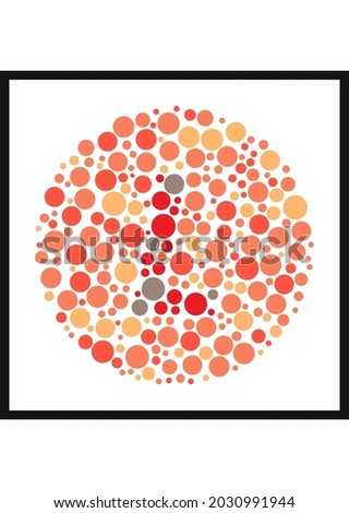 Vector graphic of Ishihara color test or Color blind test design. The Letter L cunningly hid inside an Ishihara inspired design. A color blindness test shaped color test plate with the Letter L.

