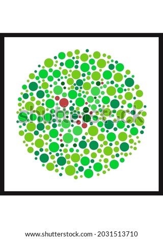 Vector graphic of Ishihara color test or Color blind test design. The Letter V cunningly hid inside an Ishihara inspired design. A color blindness test shaped color test plate with the Letter V.
