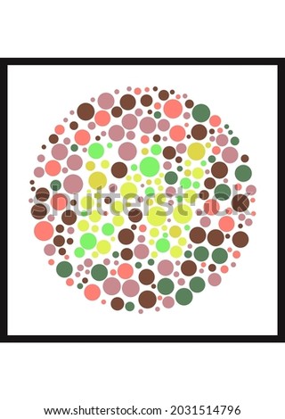 Vector graphic of Ishihara color test or Color blind test design. The Letter W cunningly hid inside an Ishihara inspired design. A color blindness test shaped color test plate with the Letter W.
