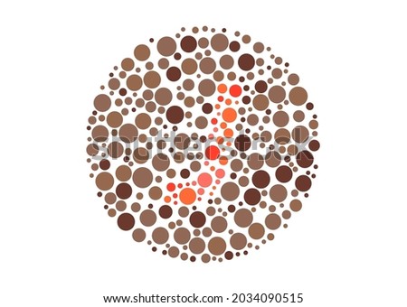 Vector graphic of Ishihara color test or Color blind test design. The Letter J cunningly hid inside an Ishihara inspired design.