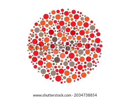 Vector graphic of Ishihara color test or Color blind test design. The Letter V cunningly hid inside an Ishihara inspired design.