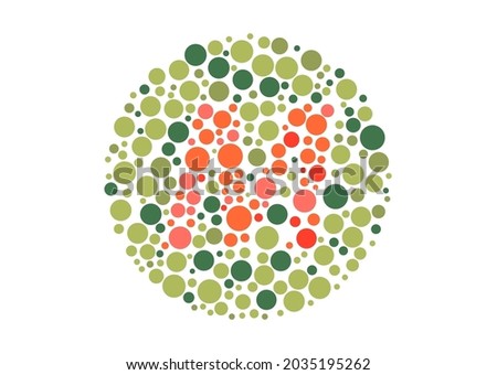 Vector graphic of Ishihara color test or Color blind test design. The Letter m cunningly hid inside an Ishihara inspired design.