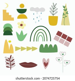 Gráfica vectorial de formas estéticas aisladas con fondo blanco. Adecuado para adhesivos, medios sociales, afiches, etc