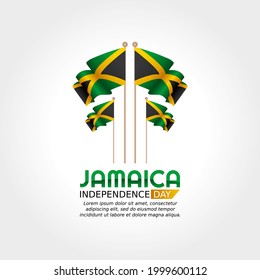 Vector Graphic Of Jamaica Independence Day Good For Jamaica Independence Day Celebration. Flat Design. Flyer Design.flat Illustration.