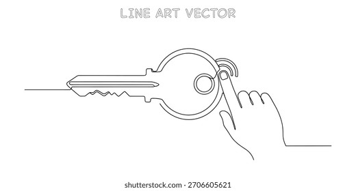 Vector gráfico de una llave con un sensor de huellas dactilares que representa el acceso de seguridad biométrica
