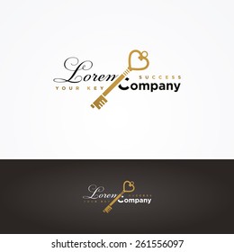 Vector graphic key shaped illustration with sample text for your company