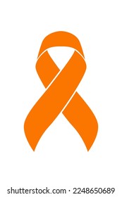 Vector graphic of kidney cancer ribbon on white background. orange awareness ribbon for kidney cancer support symbol. vector eps10.
