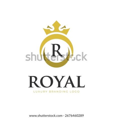 Vector Graphic of King Royal Luxury Logo Design with Crown and initial Letter Brand Name Symbol Concept for luxury brands, jewelry, fashion, hospitality, and high-end business Brand identity