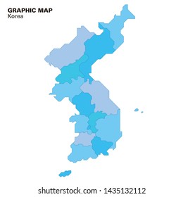 vector graphic korea map divided