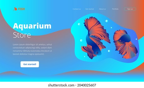 vector graphic of landing page, Perfect for fish shop, website, landing page, ui design, and many more