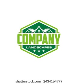 vector graphic of lawn care, landscape, grass concept logo design template