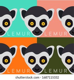 vector graphic lemur pattern on a colored background