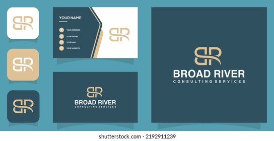 vector graphic of letter B and R or P logo design with business card template