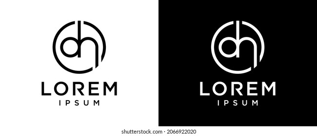 Gráfico vectorial del diseño del logotipo de la letra dh
