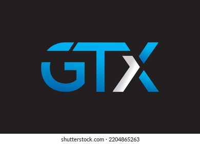 vector graphic of letter GTX , arrow, modern, blue gradient logo design 