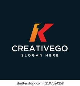 Vector graphic of letter K combined with number 1 logo design template