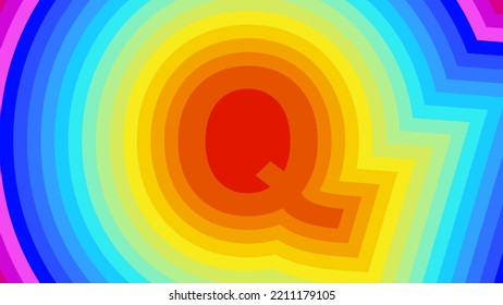 Vector graphic of letter Q rainbow background. Alphabet letter Q banner background. Digital Abstract background for screensaver. Good design for your advertisement, poster, banner, etc. vector eps10.
