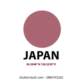 Vector graphic of lettering Japan with black color and Red striped circle isolated on white background. Perfect for t-shirts design, clothing, hoodies, poster etc. Editable stroke.
