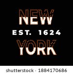 Vector graphic of lettering New York with red stripes stroke and white fill isolated on black background. Perfect for t-shirts design, clothing, hoodies, poster etc. Line art . Editable stroke.
