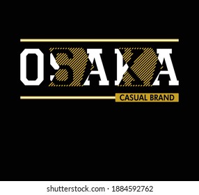 Vector graphic of lettering Osaka with orange stripes and white stroke isolated on dark background. Perfect for t-shirts design, clothing, hoodies, poster etc. . Editable stroke. vector eps10.