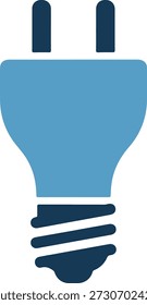 Un gráfico de Vector de una bombilla con una base azul marino y cuerpo azul claro sobre un fondo blanco puro, ideal para conceptos de ahorro de energía