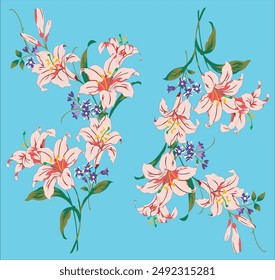 Vector graphic lily flower bouquet 