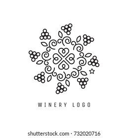 Vector graphic line art design element / Grape ornament 