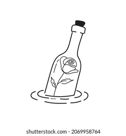 gráfico vectorial del arte de la línea Flores en una botella de vidrio