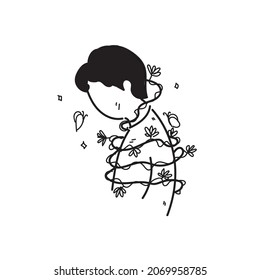 vector graphic of line art people hurt