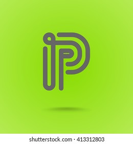 Vector Graphic Line Font Logo Element. Letter P