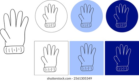 Vector graphic line  gloves logo. Winter sports illustration.
