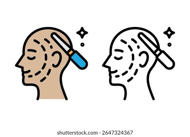 Vetor Gráfico de ícone de linha de tratamento de soro anti-envelhecimento, rejuvenescimento de pele cosmética, conceito de design de ícone de aplicação de clínica de beleza