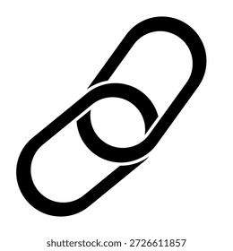 gráfico vetorial de um ícone de link, usado como símbolo para conexão, interconexão ou hiperlinks. ilustração em preto-e-branco de dois links de cadeia interligados.