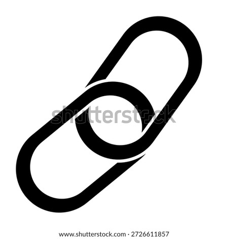 vector graphic of a link icon, used as a symbol for connection, interconnection, or hyperlinks. black-and-white illustration of two interlocking chain links.