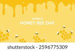 Vector graphic of little bees and honeycomb borders background suitable for world honey bee day 4k
