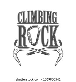 Vector graphic logo concept. Climbing equipment. Logo for an active lifestyle. Symbol emblem, element, print.