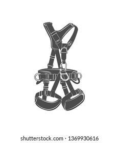 Vector graphic logo concept. Climbing equipment. Safety system. Symbol emblem, element, print.