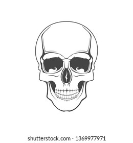 Vector graphic logo concept. Human skull. Symbol emblem, element, print.