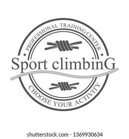 Vector graphic logo concept. Sport climbing school logo. Active lifestyle. Symbol emblem, element, print.