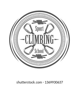 Vector graphic logo concept. Sport climbing school logo. Active lifestyle. Symbol emblem, element, print.