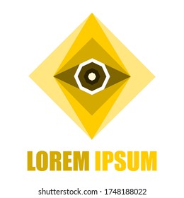 Vector graphic logo creative line alphabet symbol / Letter "O" with gold color. Eye Vector Logo. 