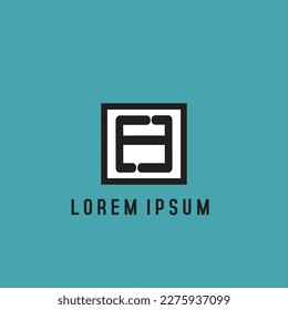 vector graphic logo design illustration, e h e monogram logo in square shape, ambigram logo style