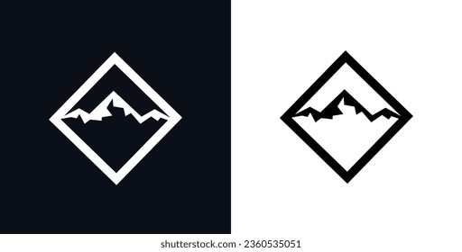 Vector Graphic Logo Design Luxury Mountain.Heraldic And Shiny, Perfect Line art and Epic Illustration,Perfect For your Company Emblem.