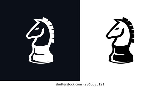 Logo Gráfico Vector Diseño Icono de Ajedrez de Caballo de Lujo.Arte Heráldico y Luminoso, Línea Perfecta e Ilustración Épica,Perfecto para Emblem de su empresa.